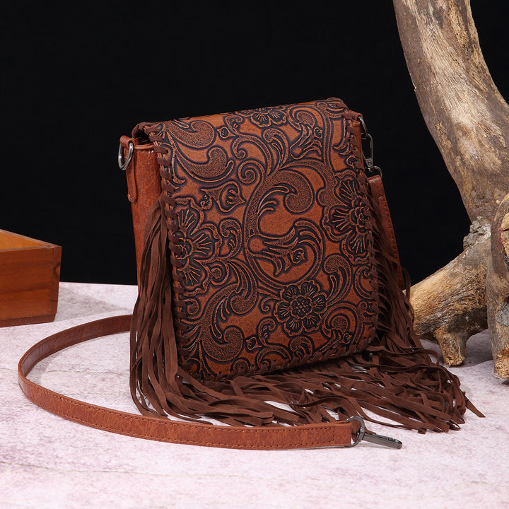 Vintage Bohemian Crossbody Bag Cotton Linen Tassel Purse For Lady