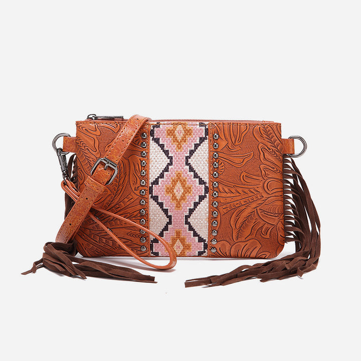 Vintage Bohemian Crossbody Bag Cotton Linen Slim Purse For Women