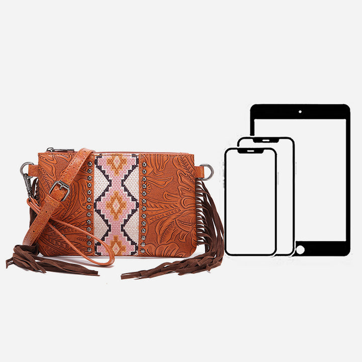 Vintage Bohemian Crossbody Bag Cotton Linen Slim Purse For Women