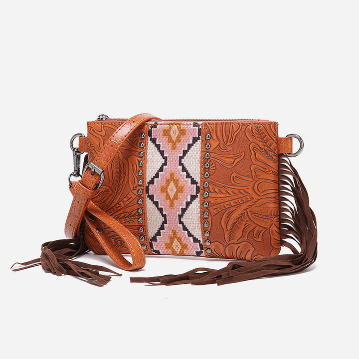 Vintage Bohemian Crossbody Bag Cotton Linen Slim Purse For Women