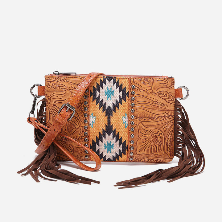 Vintage Bohemian Crossbody Bag Cotton Linen Slim Purse For Women