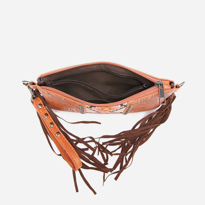 Vintage Bohemian Crossbody Bag Cotton Linen Slim Purse For Women