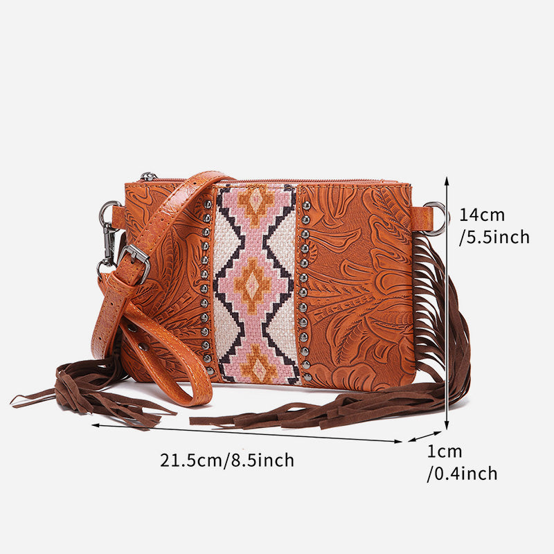Vintage Bohemian Crossbody Bag Cotton Linen Slim Purse For Women