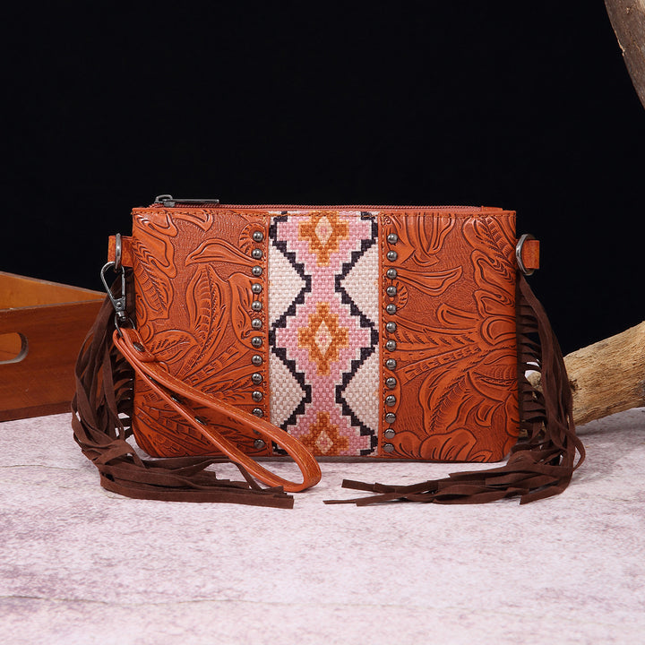 Vintage Bohemian Crossbody Bag Cotton Linen Slim Purse For Women