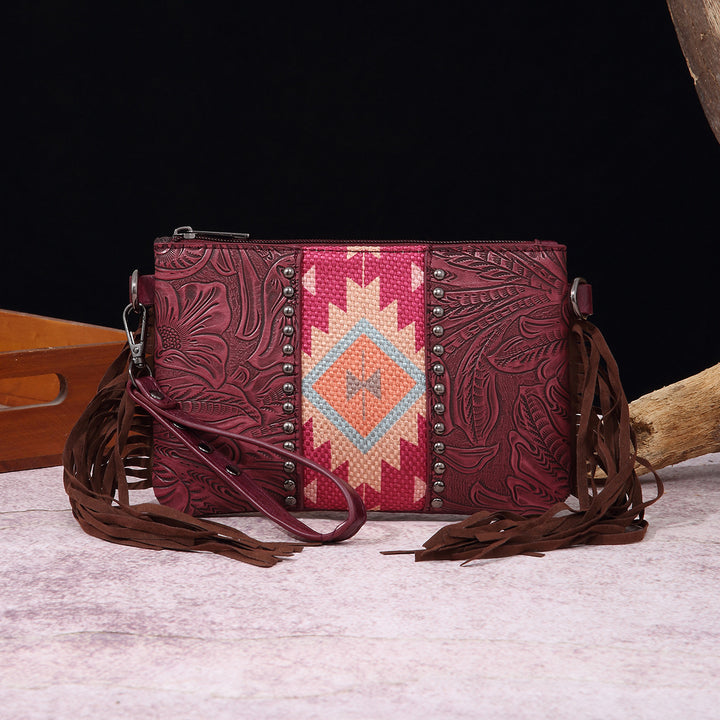 Vintage Bohemian Crossbody Bag Cotton Linen Slim Purse For Women
