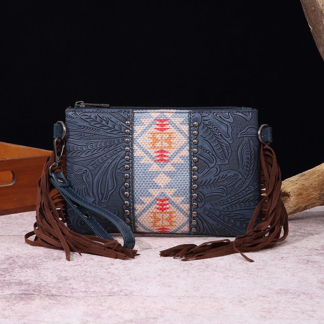 Vintage Bohemian Crossbody Bag Cotton Linen Slim Purse For Women