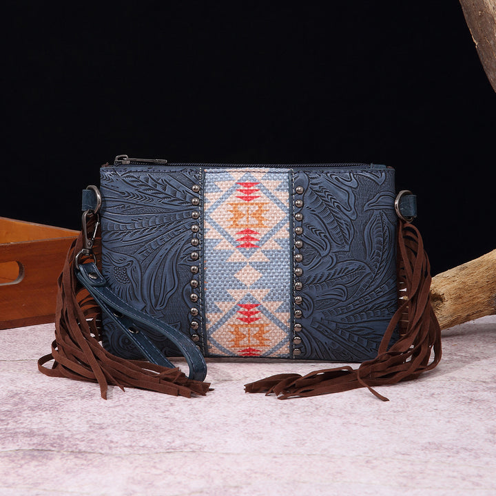 Vintage Bohemian Crossbody Bag Cotton Linen Slim Purse For Women