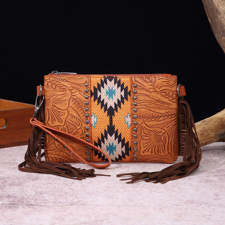 Vintage Bohemian Crossbody Bag Cotton Linen Slim Purse For Women