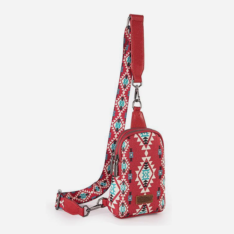 Vintage Bohemian Sling Bag Ethnic Style Crossbody Bag For Women - FireBrick - image 0