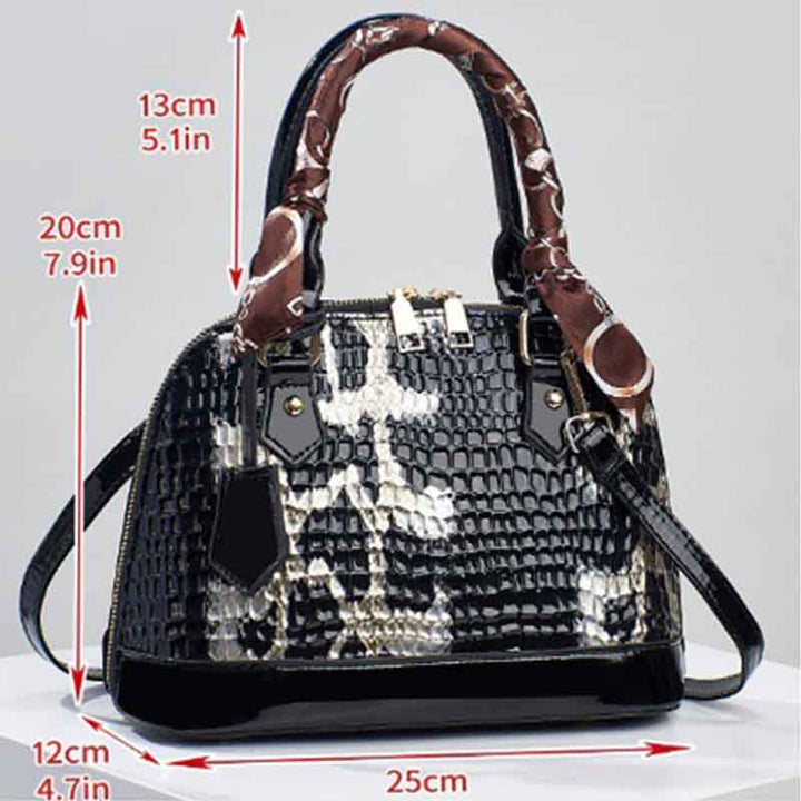 Snakeskin Grain Top Handbag Large Capacity Seashell Crossbody Bag