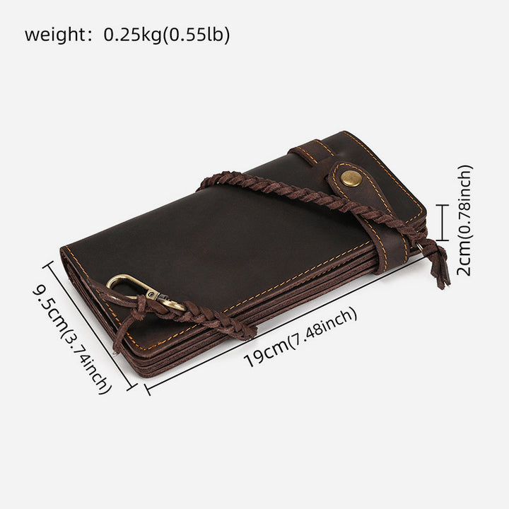 Long Bifold Wallet With Leather Chain Protect For Men