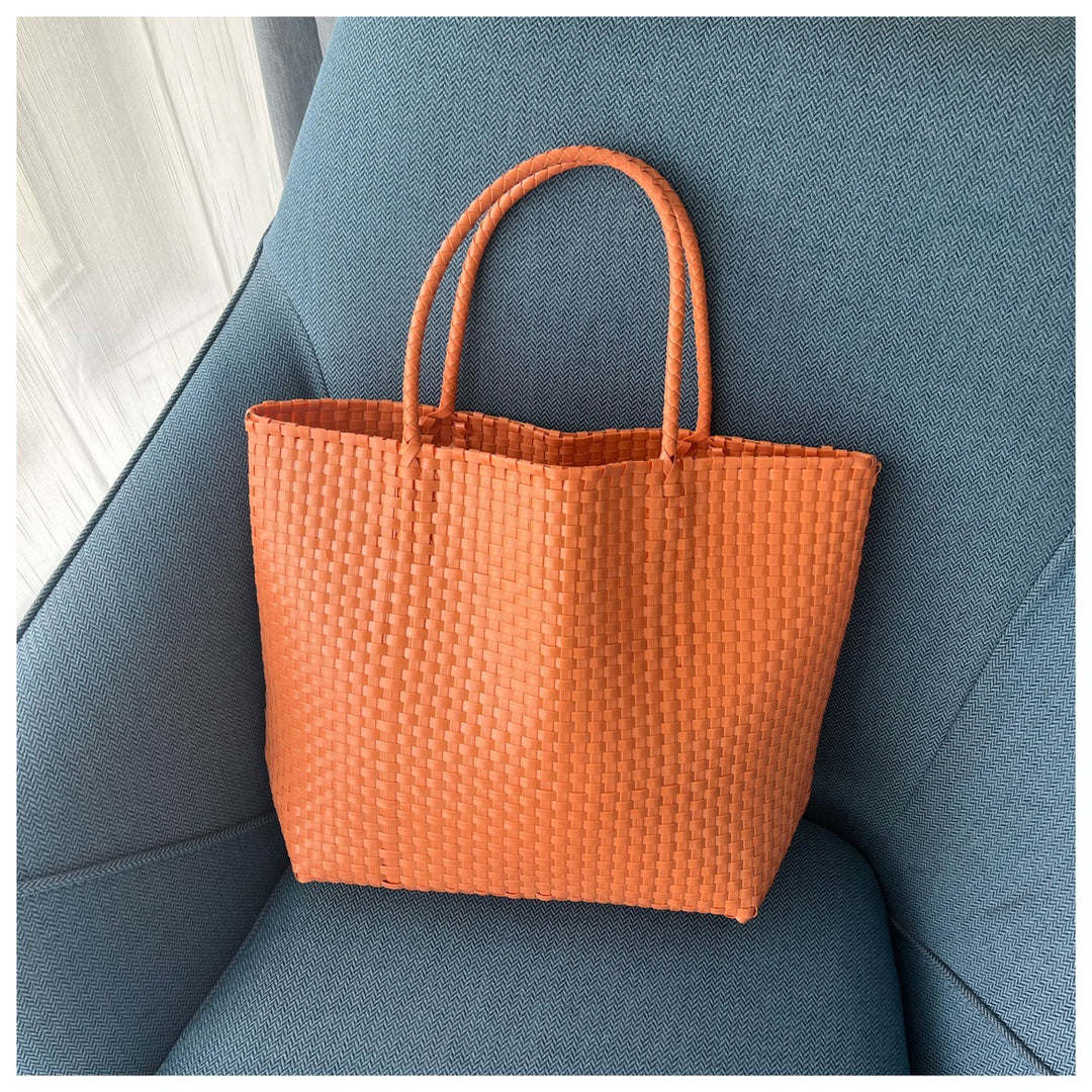 Solid Color Straw Tote For Women Holiday Beach Handbag - image 11