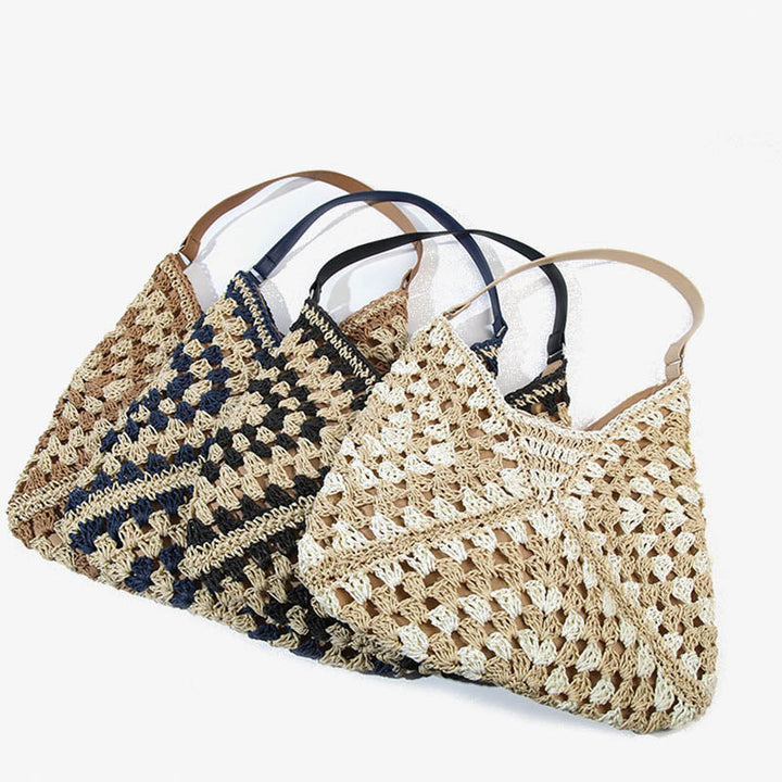 Straw Shoulder Bag For Women Hollow Out Holiday Beach Bag