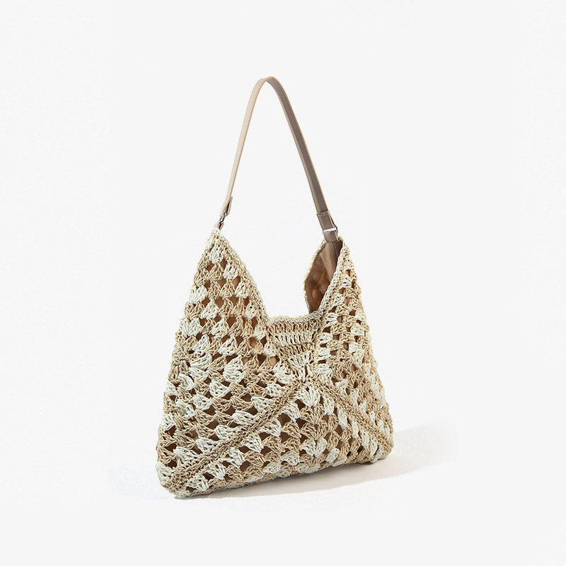 Straw Shoulder Bag For Women Hollow Out Holiday Beach Bag