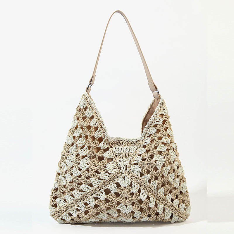 Straw Shoulder Bag For Women Hollow Out Holiday Beach Bag