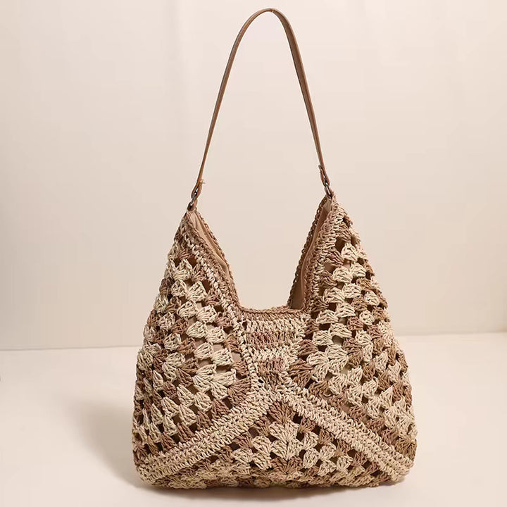 Straw Shoulder Bag For Women Hollow Out Holiday Beach Bag