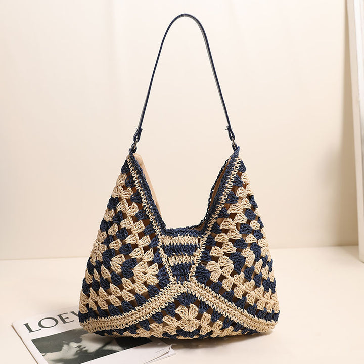 Straw Shoulder Bag For Women Hollow Out Holiday Beach Bag