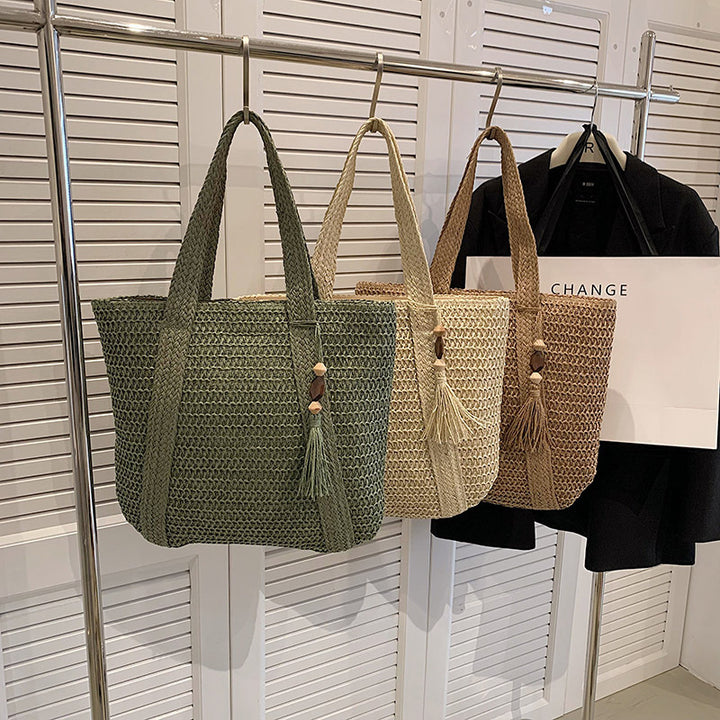 Large Capacity Tote For Women Summer Vacation Straw Shoulder Bag