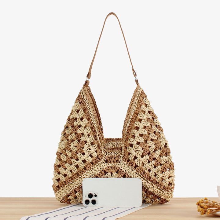 Straw Shoulder Bag For Women Hollow Out Holiday Beach Bag