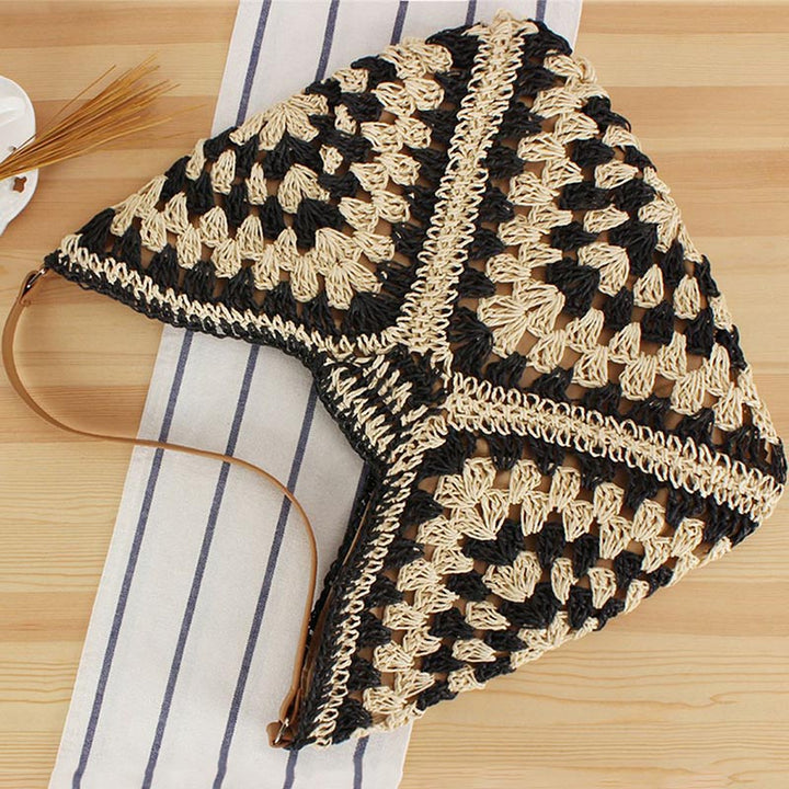 Straw Shoulder Bag For Women Hollow Out Holiday Beach Bag