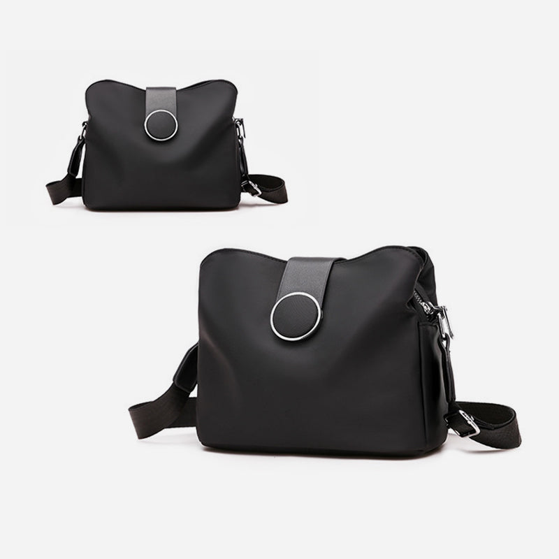 Triple Compartment Nylon Purse For Women Solid Color Crossbody Bag