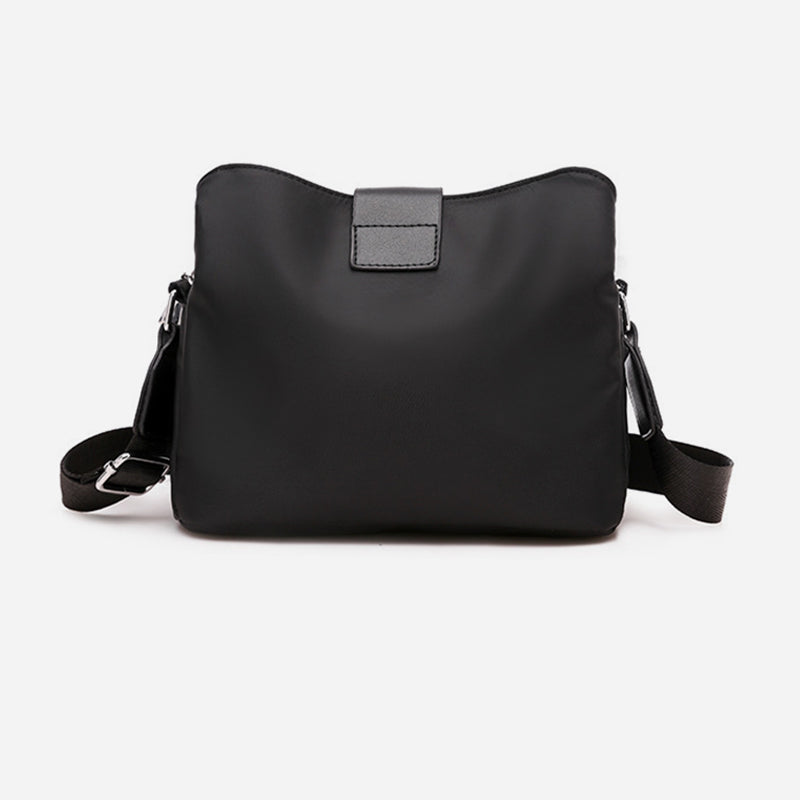 Triple Compartment Nylon Purse For Women Solid Color Crossbody Bag