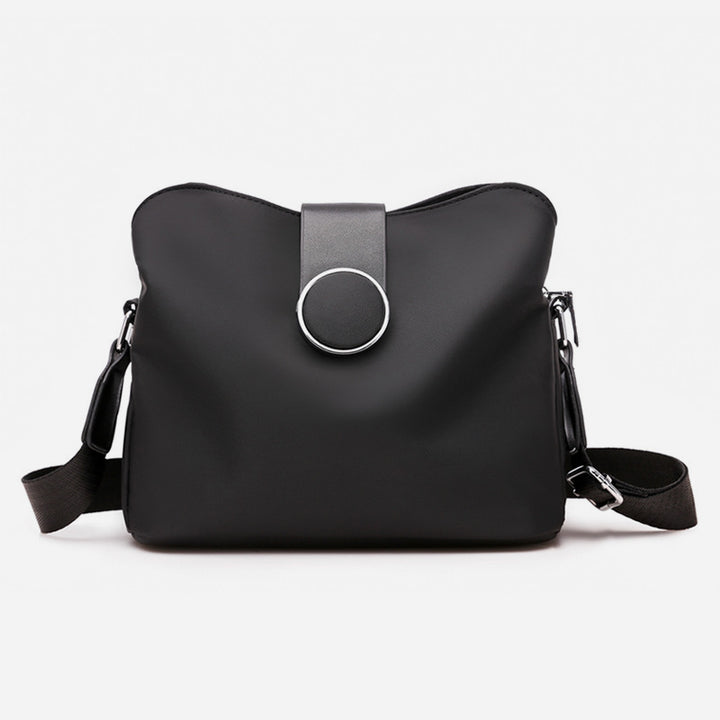 Triple Compartment Nylon Purse For Women Solid Color Crossbody Bag
