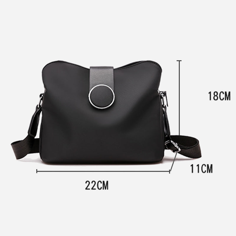 Triple Compartment Nylon Purse For Women Solid Color Crossbody Bag