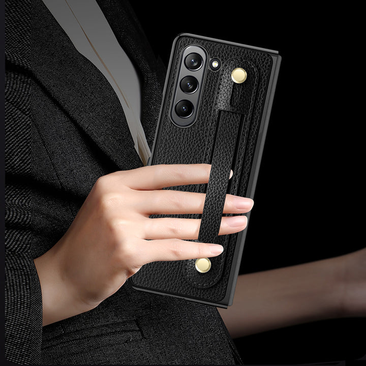 Samsung Fold Wrist Strap Foldable Anti Drop Leather Phone Case