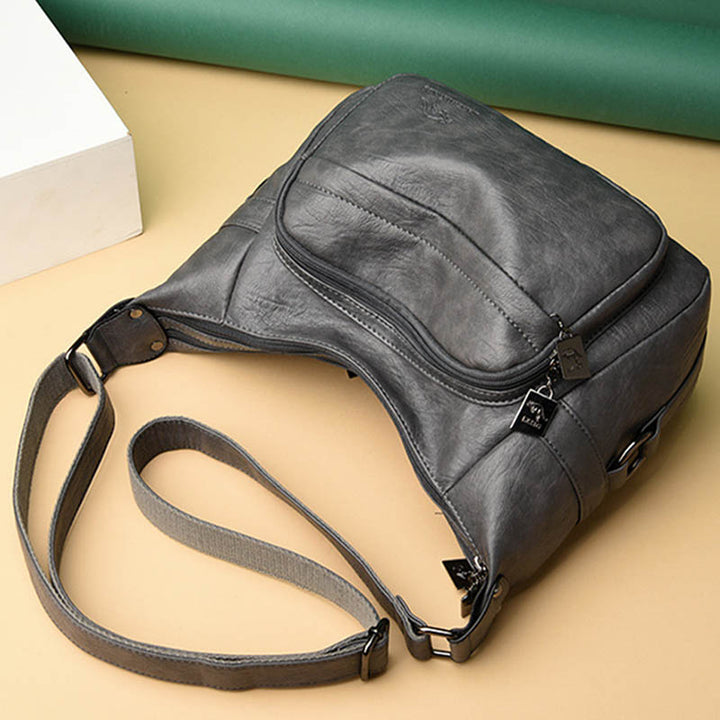 Double Compartment Crossbody Bag For Women Simple Elegant Leather Purse