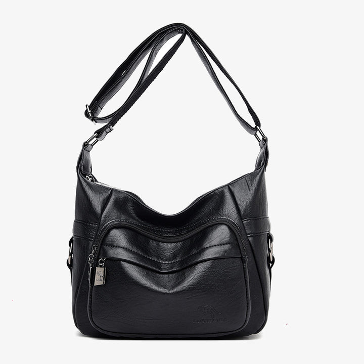 Double Compartment Crossbody Bag For Women Simple Elegant Leather Purse