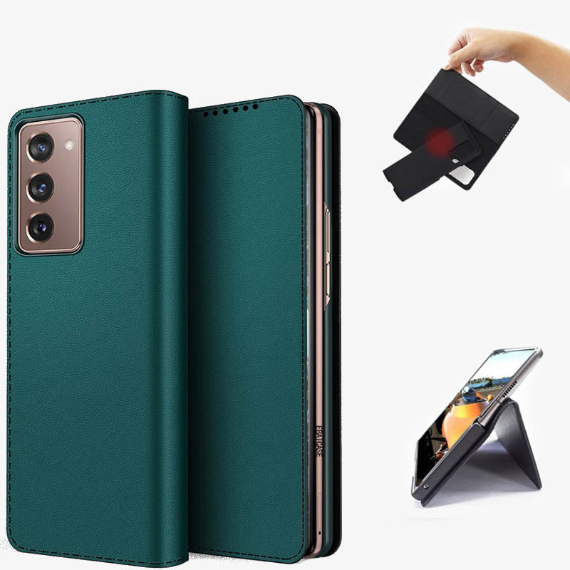 Samsung Z Fold 2/3/4/5/6 Split Clamshell Leather Phone Case - Leather - Teal - Z Fold 6 - image 0