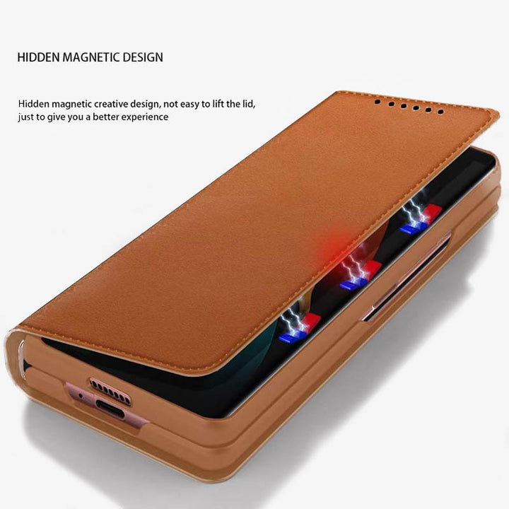 Samsung Z Fold 2/3/4/5/6 Split Clamshell Leather Phone Case