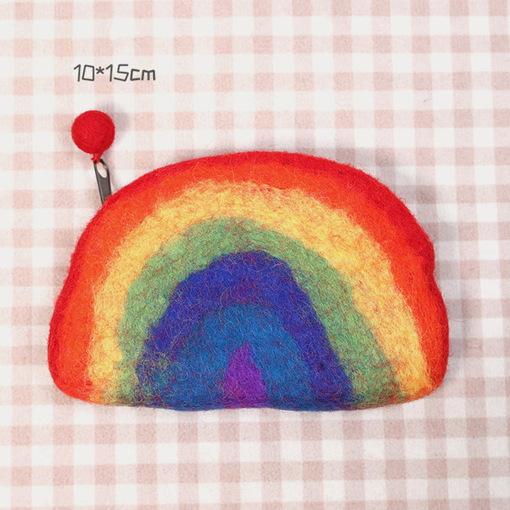 Cute Rainbow Wallet Soft Wool Felt Storage Purse For Women