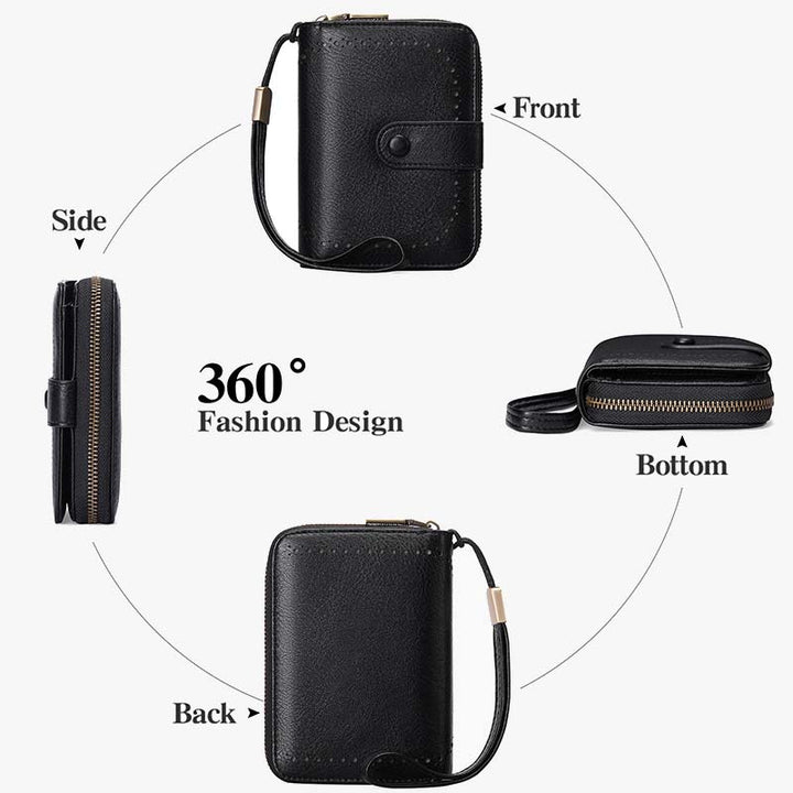 Large Capacity Card Holder Solid Color Vegan Leather Wallet