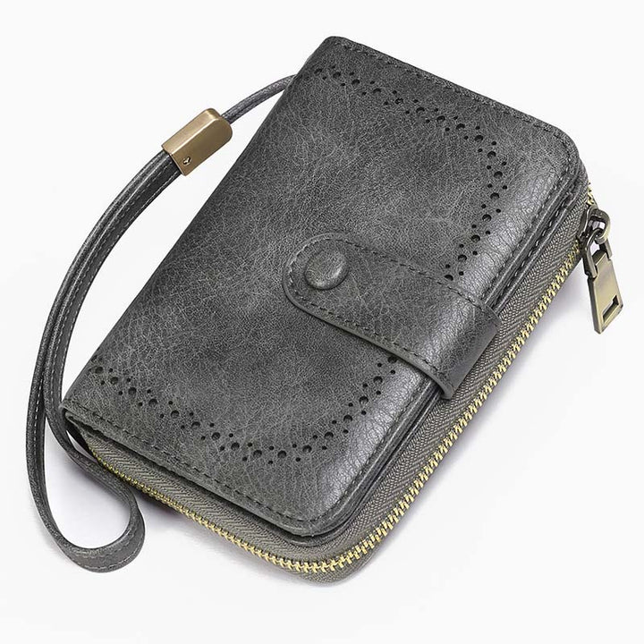 Large Capacity Card Holder Solid Color Vegan Leather Wallet
