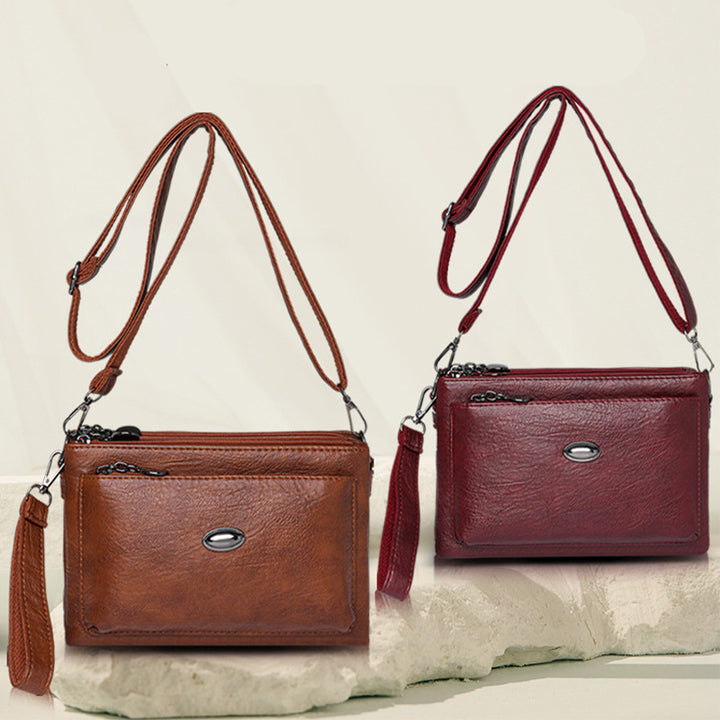 Plain Color Crossbody Bag For Women Vegan Leather Office Purse