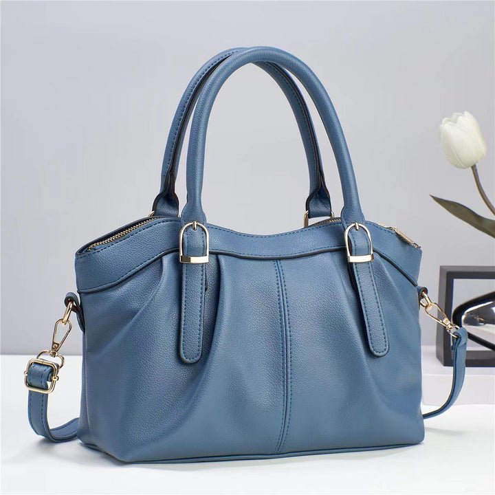Plain Color Office Tote For Women Leather Top-Handle Bag
