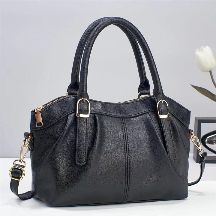 Plain Color Office Tote For Women Leather Top-Handle Bag