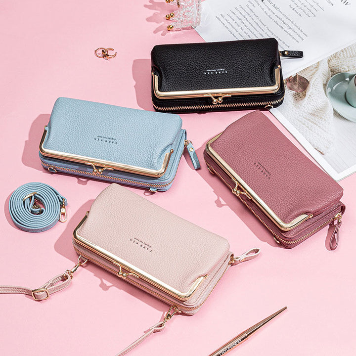 Large Capacity Multifunctional Kiss-lock  Crossbody Phone Bag - image 8