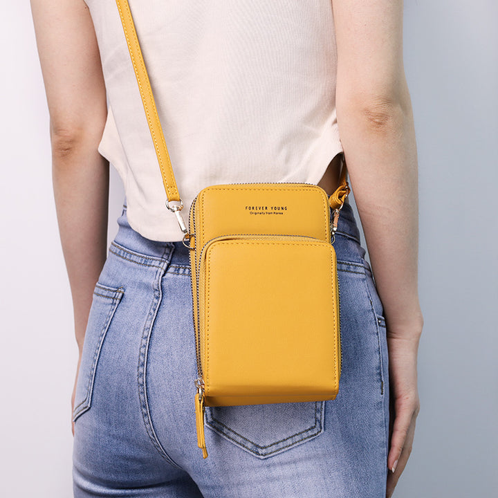 Multi-Compartment Phone Purse With Clear Window - Goldenrod - image 0