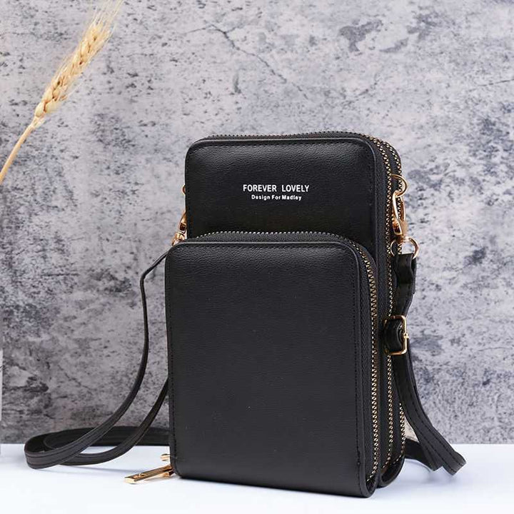Multi-Compartment Phone Purse With Clear Window - Black - image 10