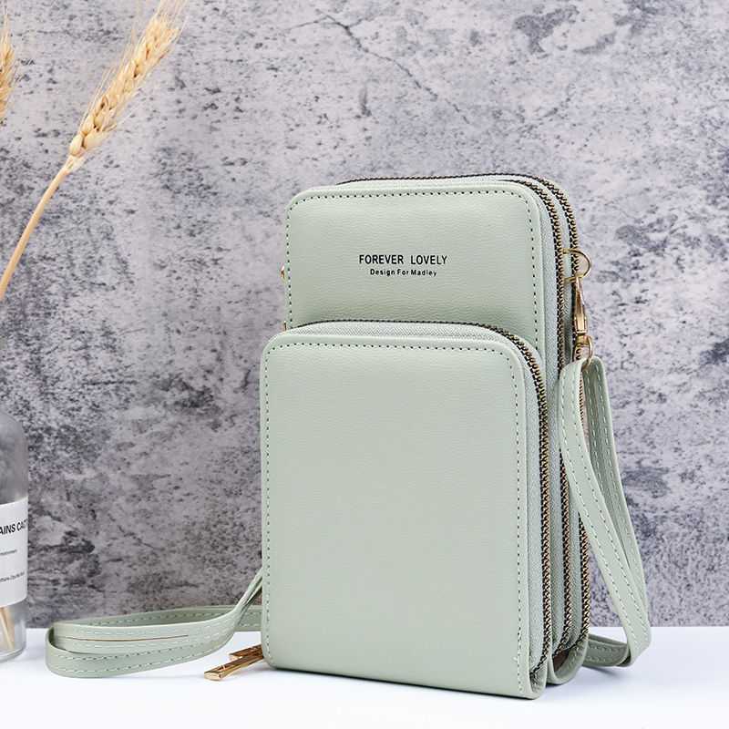 Multi-Compartment Phone Purse With Clear Window - Honeydew - image 16