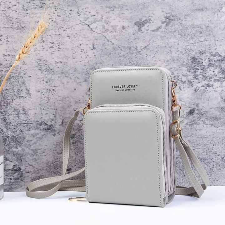 Multi-Compartment Phone Purse With Clear Window - Gray - image 17