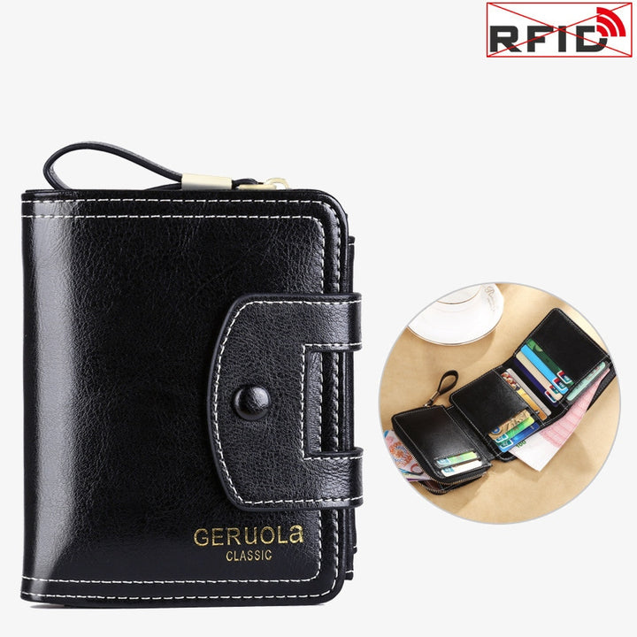 Wallet For Women Retro Slim Leather RFID Shopping Purse