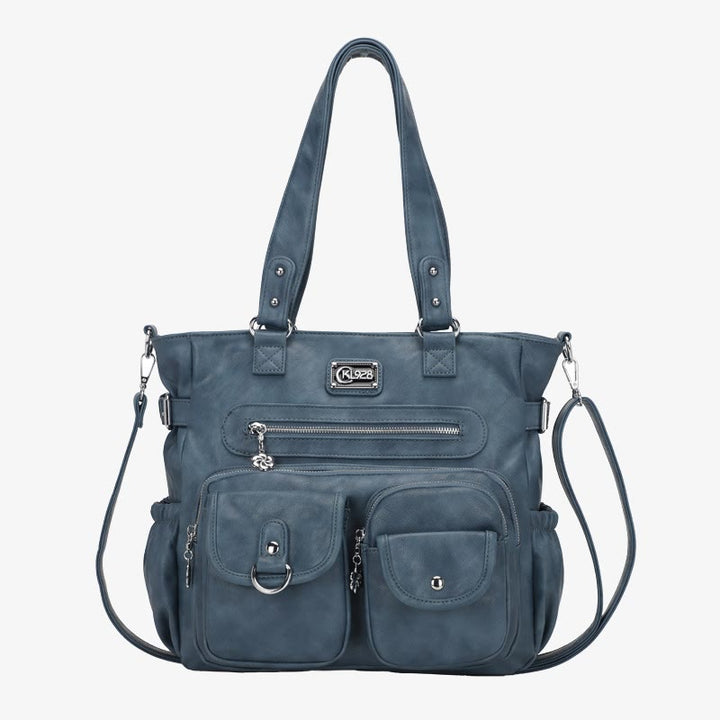 Women Large Underarm Tote Multiple Pockets Two Use Crossbody Bag - CadetBlue - image 19