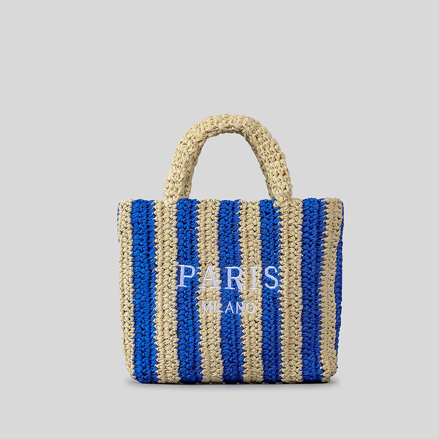 Beach Bag For Women Summer Holiday Travel Striped Straw Handbag