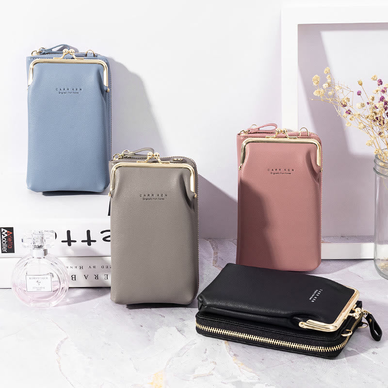 Multifunctional Large Capacity Kiss-Lock Phone Bag
