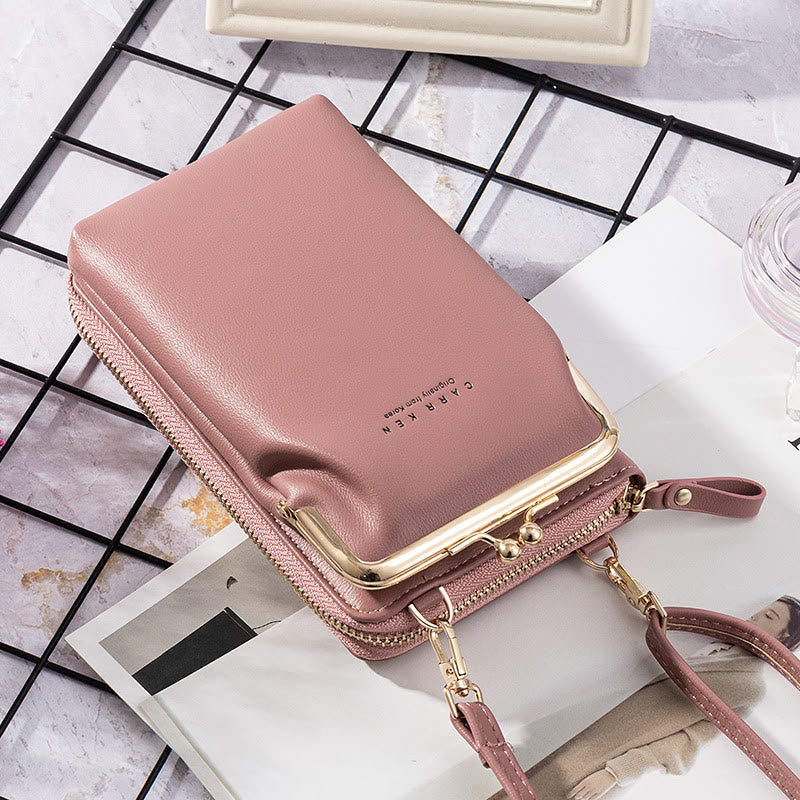 Multifunctional Large Capacity Kiss-Lock Phone Bag
