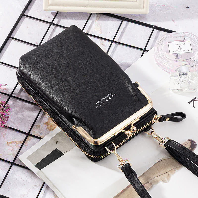 Multifunctional Large Capacity Kiss-Lock Phone Bag